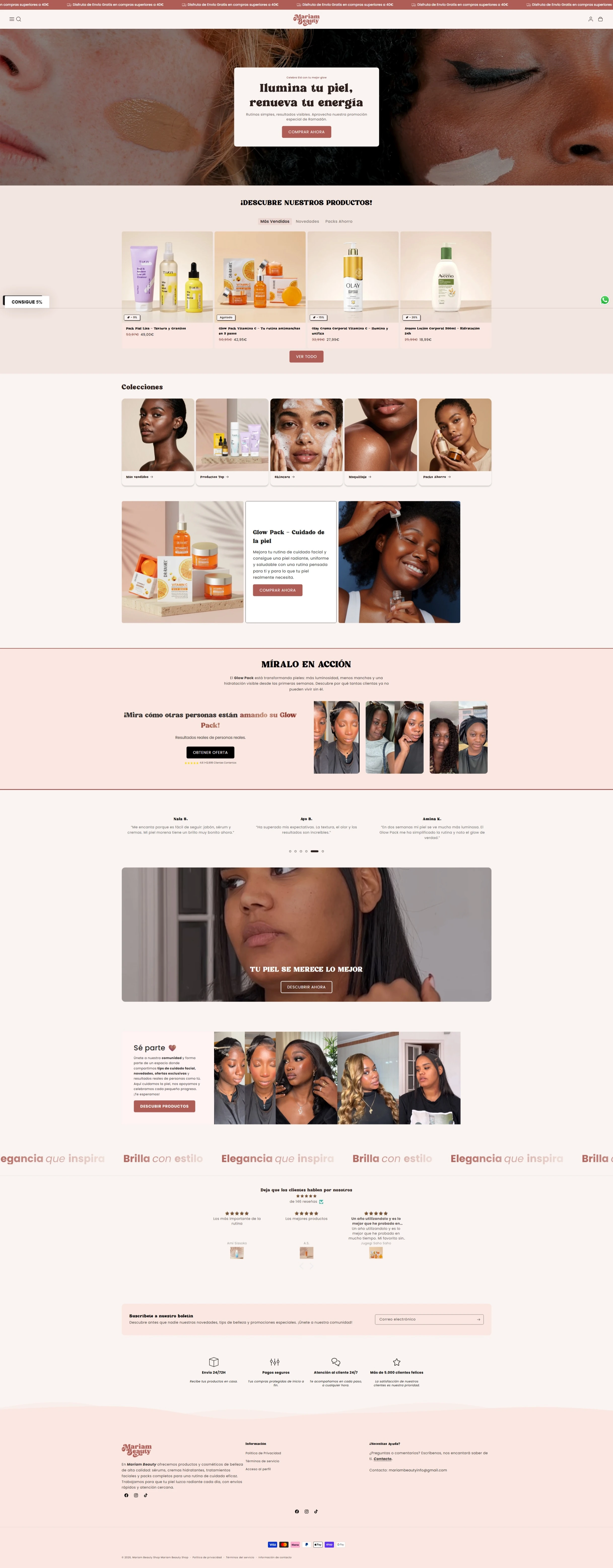 Diseño web Shopify para Mariam Beauty Shop